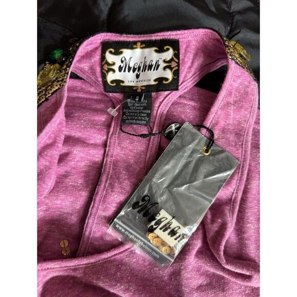 MEGHAN LA Top Womens SZ S Purple Beaded Sequin Razorback Tank  BOHO Peasant  NWT - Picture 3 of 8